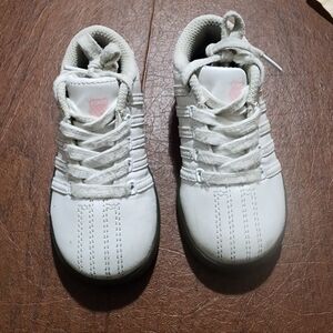 K-Swiss Kids White Sneakers with Pink Accent